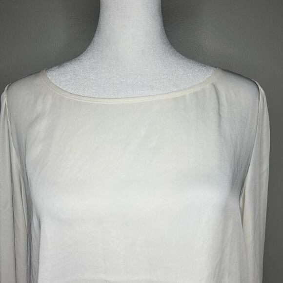 NWT Express Women's White Long Sleeve Blouse Size Medium Button Sleeve Sheer - Picture 2 of 10
